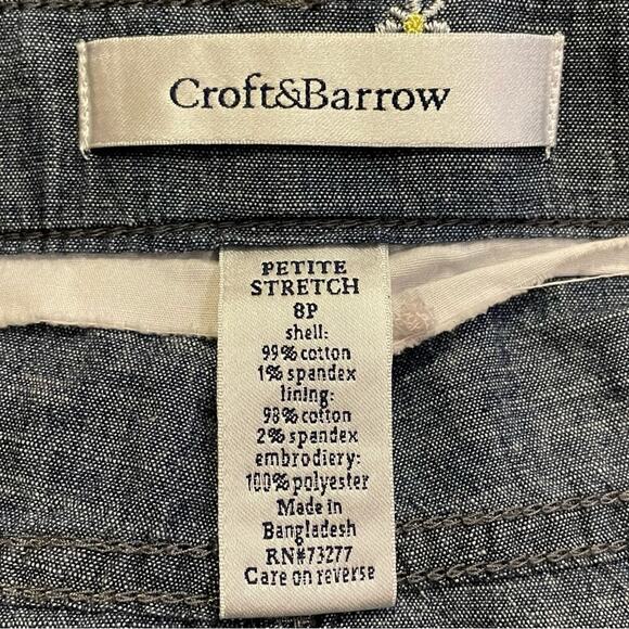 CROFT AND BARROW WOMENS VINTAGE DENIM 90S DIASY EMBROIDERED SKIRT BLUE MEDIUM 8P - Picture 4 of 6